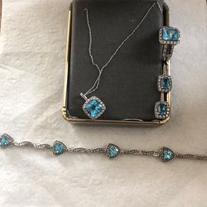Jewelry Set. Blue Zircon December Birthstone